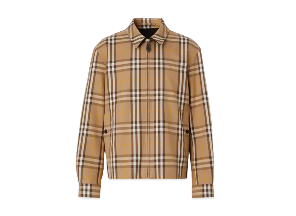 Burberry Men's Reversible Check Cotton Harrington Jacket "Truffle"
