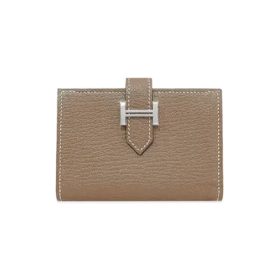 Hermes Bearn Card Case Chevre Mysore "Etoupe/Silver"