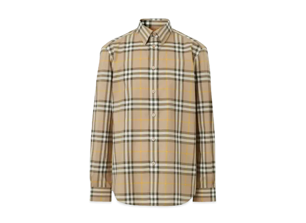 Burberry Men's Check Cotton Shirt "Truffle"