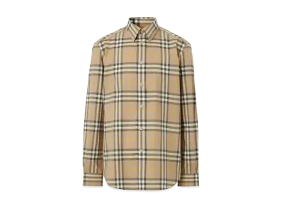 Burberry Men's Check Cotton Shirt "Truffle"