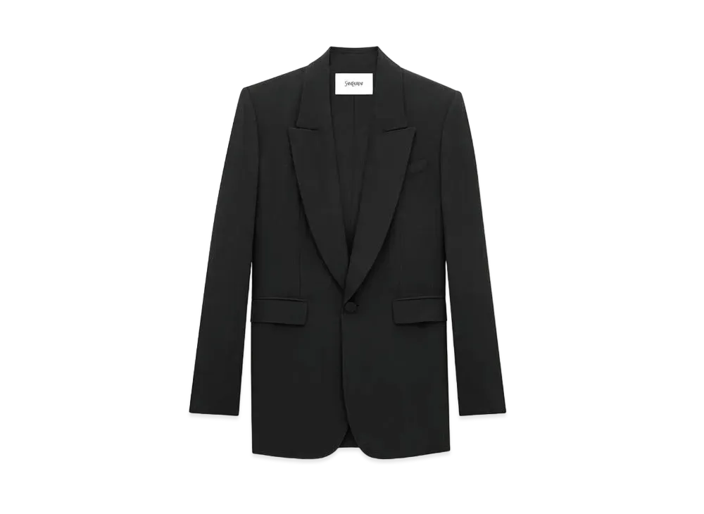 Saint Laurent Women's Jacket in Silk Crepe "Black"