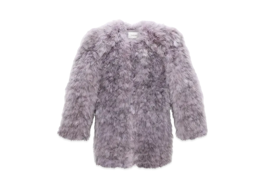 Saint Laurent Women's Feather Coat in Marabou "Lilas"