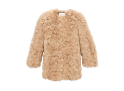 Saint Laurent Women's Feather Coat in Marabou "Beige Brun"