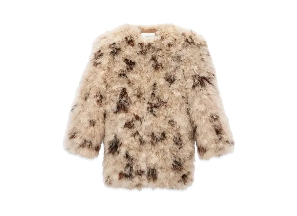 Saint Laurent Women's Feather Coat in Marabou "Natural/Black"