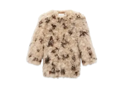 Saint Laurent Women's Feather Coat in Marabou "Natural/Black"