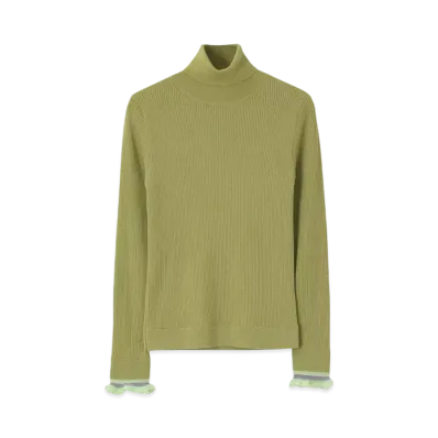 Paul Smith Women's Sheer Ruffle Turtleneck Knit "LightGreen"