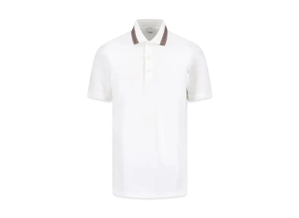 Burberry Men's Icon Stripe Collar Polo Shirt "White"