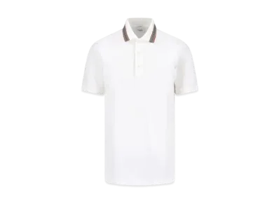 Burberry Men's Icon Stripe Collar Polo Shirt "White"