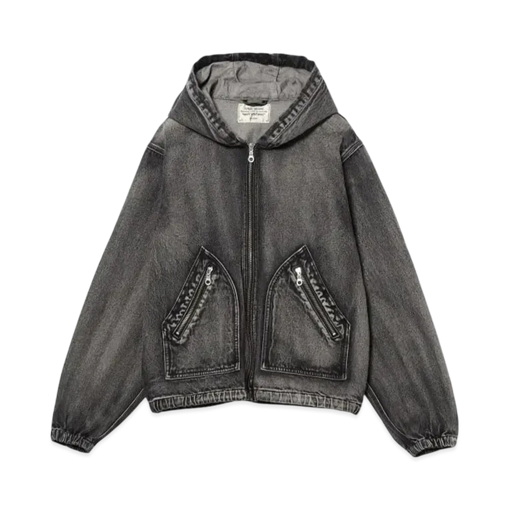 BEAMS FUTURE ARCHIVE Fade Denim Hoodie "Black"