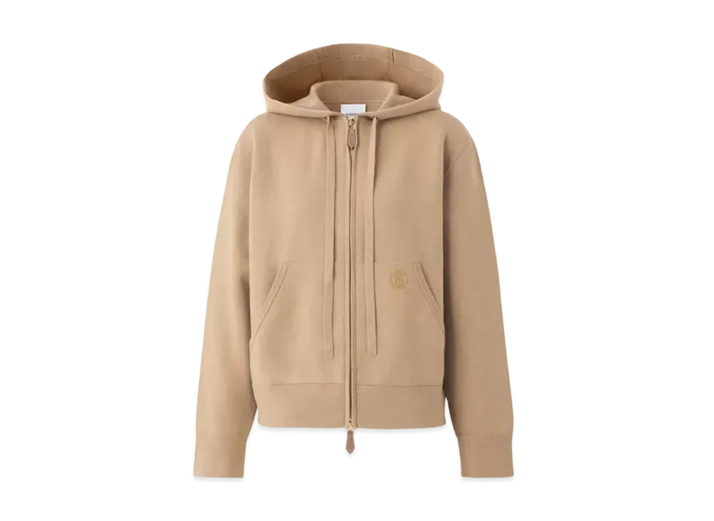 Burberry Women's Cashmere Blend Zip Hoodie "Camel"