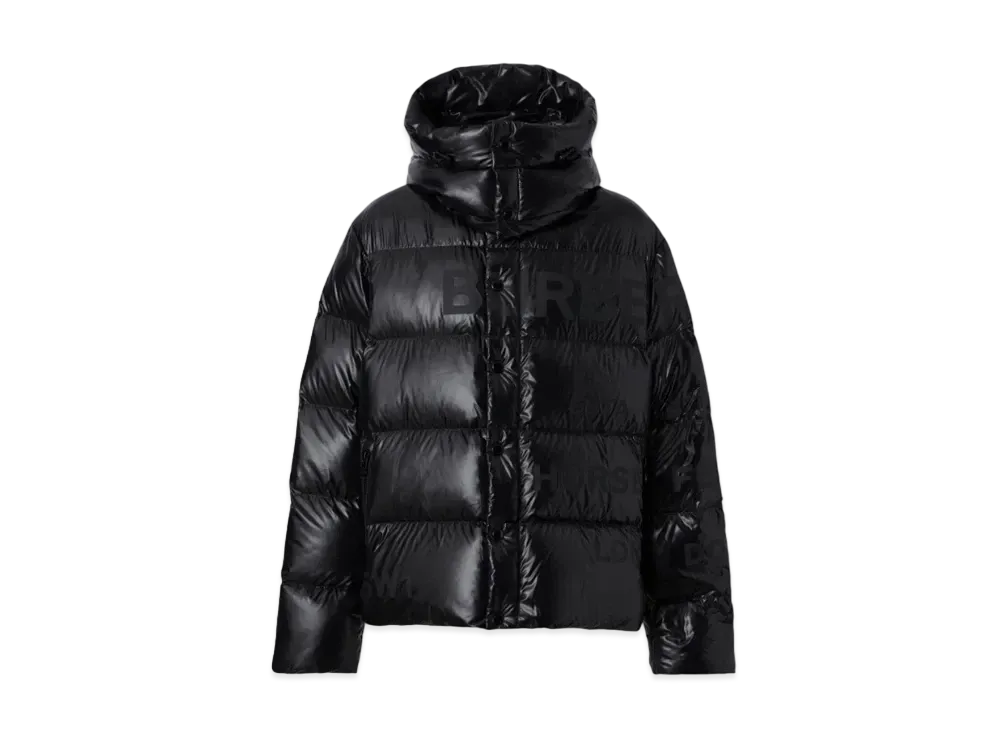 Burberry Men's Detachable Hood Horseferry Printed Puffer Jacket "Black"