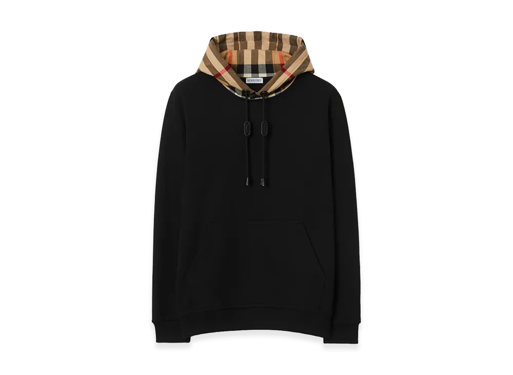 Burberry Check Hood Cotton Hoodie "Black"