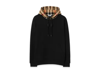 Burberry Check Hood Cotton Hoodie "Black"