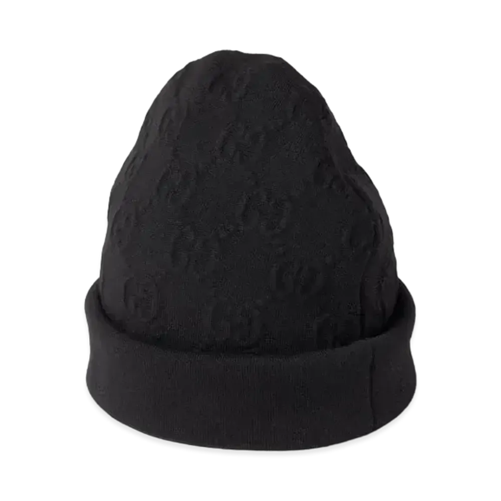 GUCCI GG Wool Blend Jacquard Hat "Black"