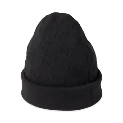 GUCCI GG Wool Blend Jacquard Hat "Black"