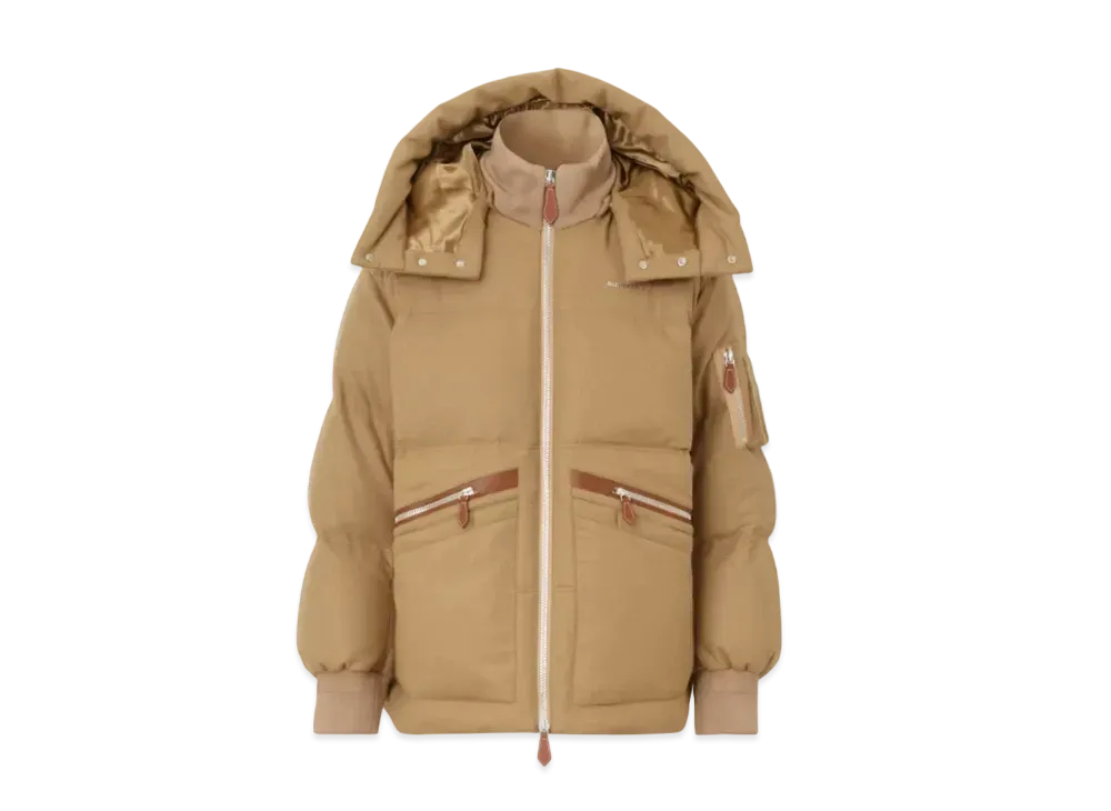 Burberry Men's Detachable Hood Cotton Gabardine Puffer Jacket "Camel"