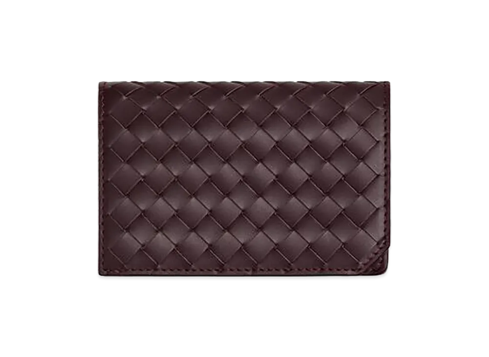 Bottega Veneta Intrecciato Piccolo Business Card Case "Dark Barolo"