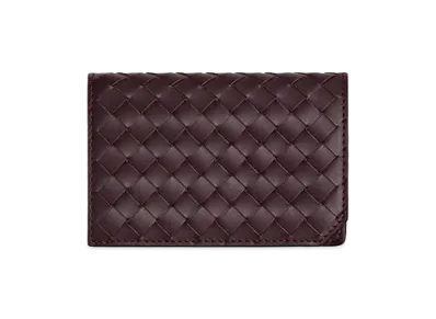 Bottega Veneta Intrecciato Piccolo Business Card Case "Dark Barolo"