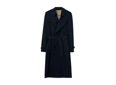Burberry Men's Long Kensington Heritage Trench Coat "Coal Blue"