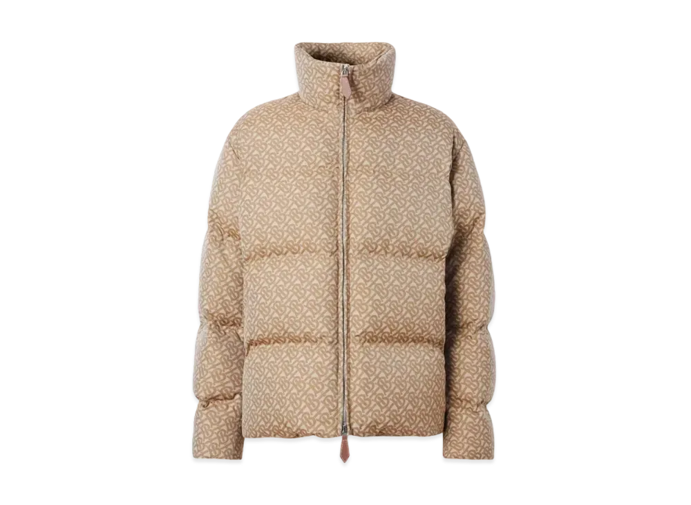 Burberry Men's Monogram Jacquard Puffer Jacket "Soft Fawn"