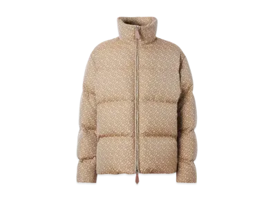 Burberry Men's Monogram Jacquard Puffer Jacket "Soft Fawn"