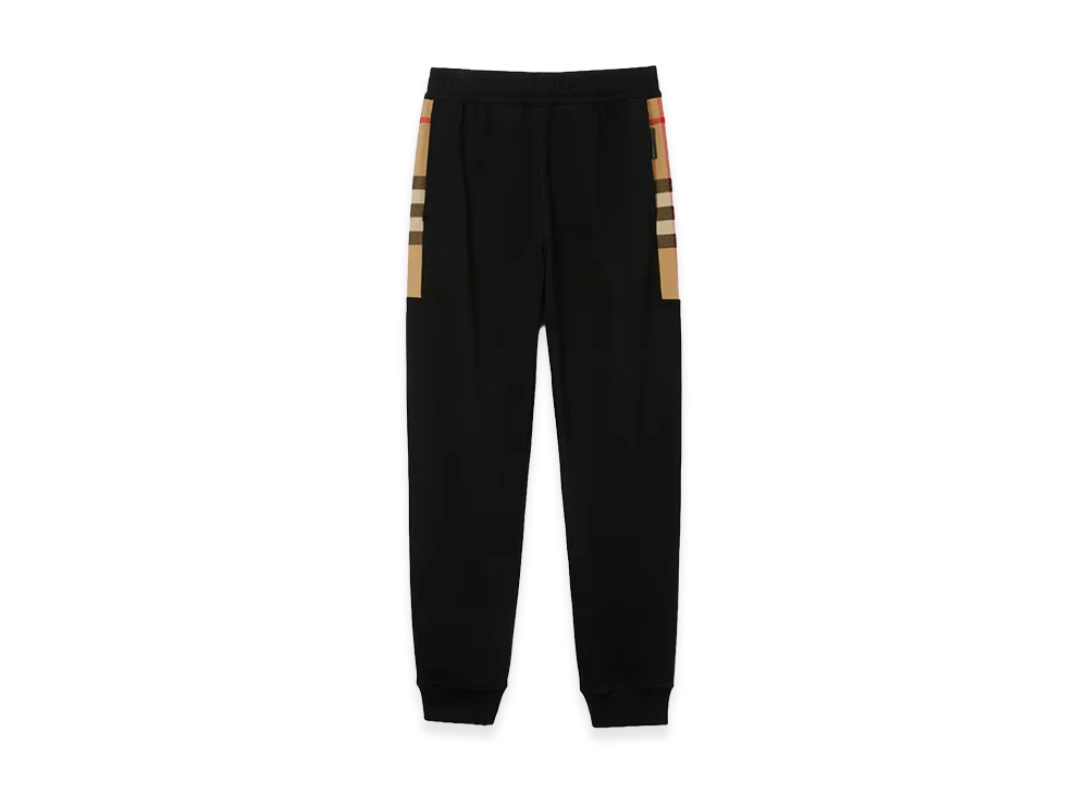 Burberry Check Panel Cotton Jogging Pants "Black/Archive Beige"