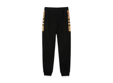 Burberry Check Panel Cotton Jogging Pants "Black/Archive Beige"