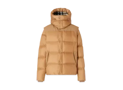 Burberry Men's Detachable Sleeve Nylon Puffer Jacket "Warm Honey"