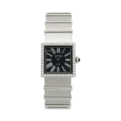 CHANEL Mademoiselle 23mm Stainless Steel Diamonds bezel "Black"
