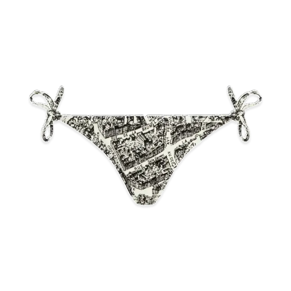 Dior Women's Bikini Bottom with Plan de Paris Motif "White/Black"