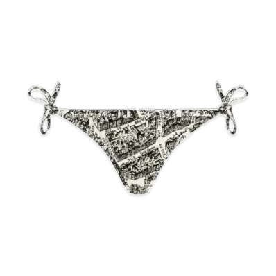 Dior Women's Bikini Bottom with Plan de Paris Motif "White/Black"