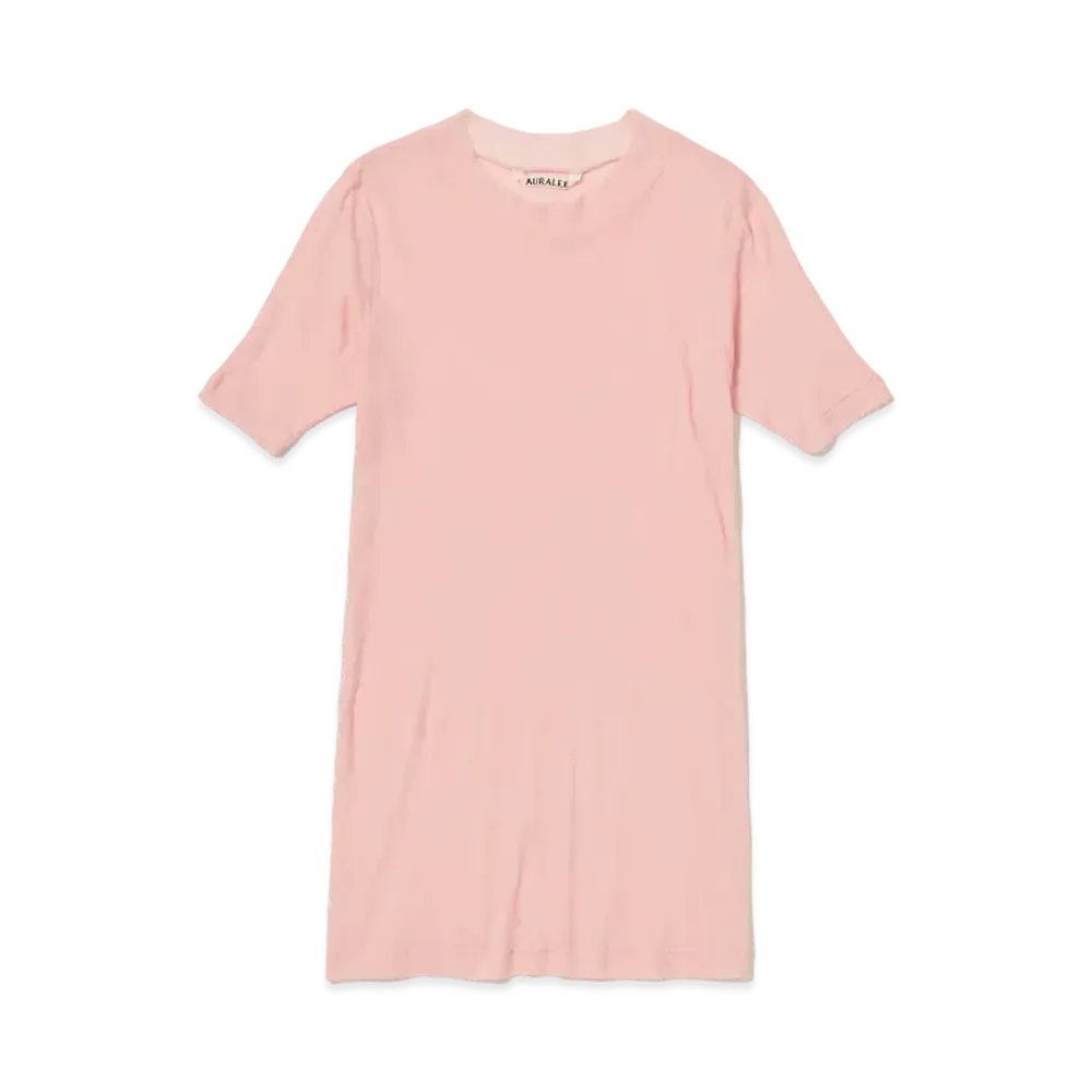 AURALEE Super High Gauge Sheer Rib Tee "Light Pink"