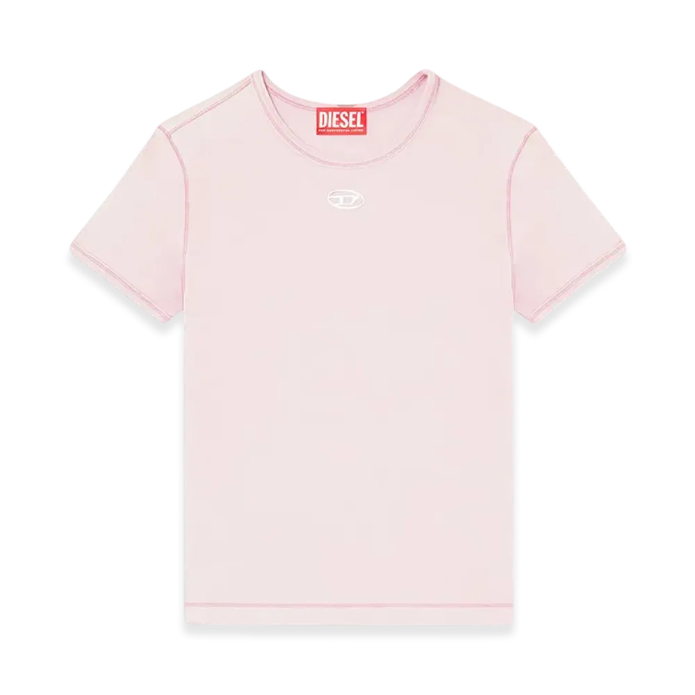Diesel T-Uncutieslong-Od Short Sleeve Top "Pink/White"