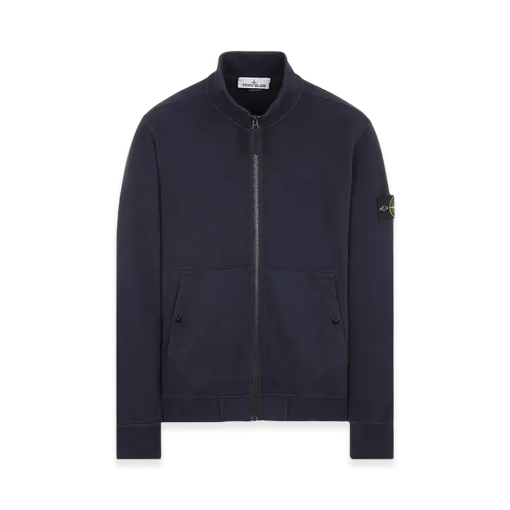 Stone Island 62820 Brushed Cotton Fleece Garment Dyed Full Zip Up Sweatshirt - 23FW "Navy Blue"