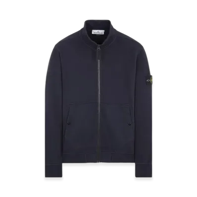 Stone Island 62820 Brushed Cotton Fleece Garment Dyed Full Zip Up Sweatshirt - 23FW "Navy Blue"