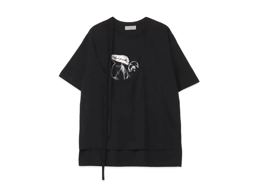 Yohji Yamamoto Pour Homme 30/-CORMA LAYERED ORIGINAL PRINT SHORT SLEEVES "Black"