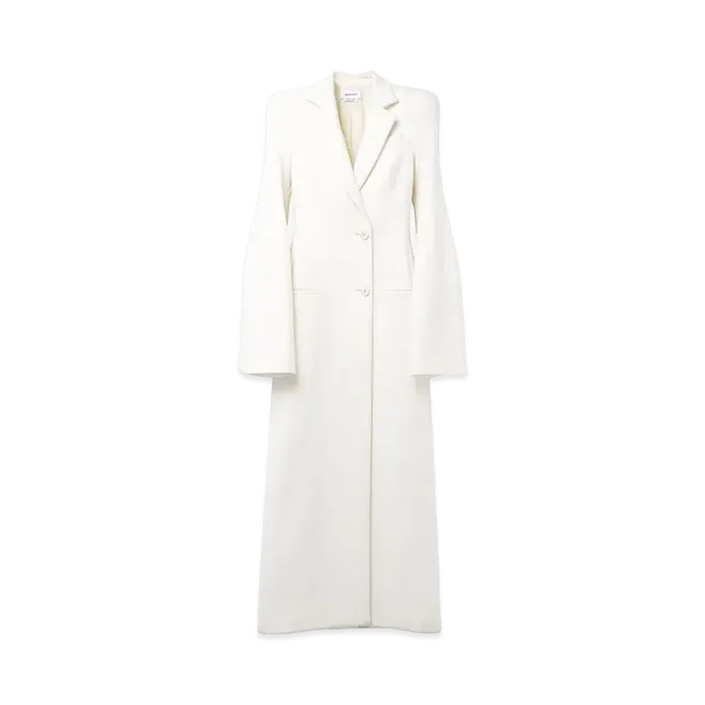 Alexander McQUEEN Molded Shoulder Double-Breasted Coat "Ivory"