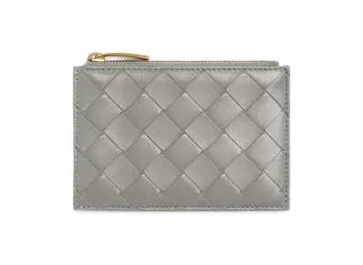 Bottega Veneta Intrecciato Zipped Card Case "Sterling/Space"