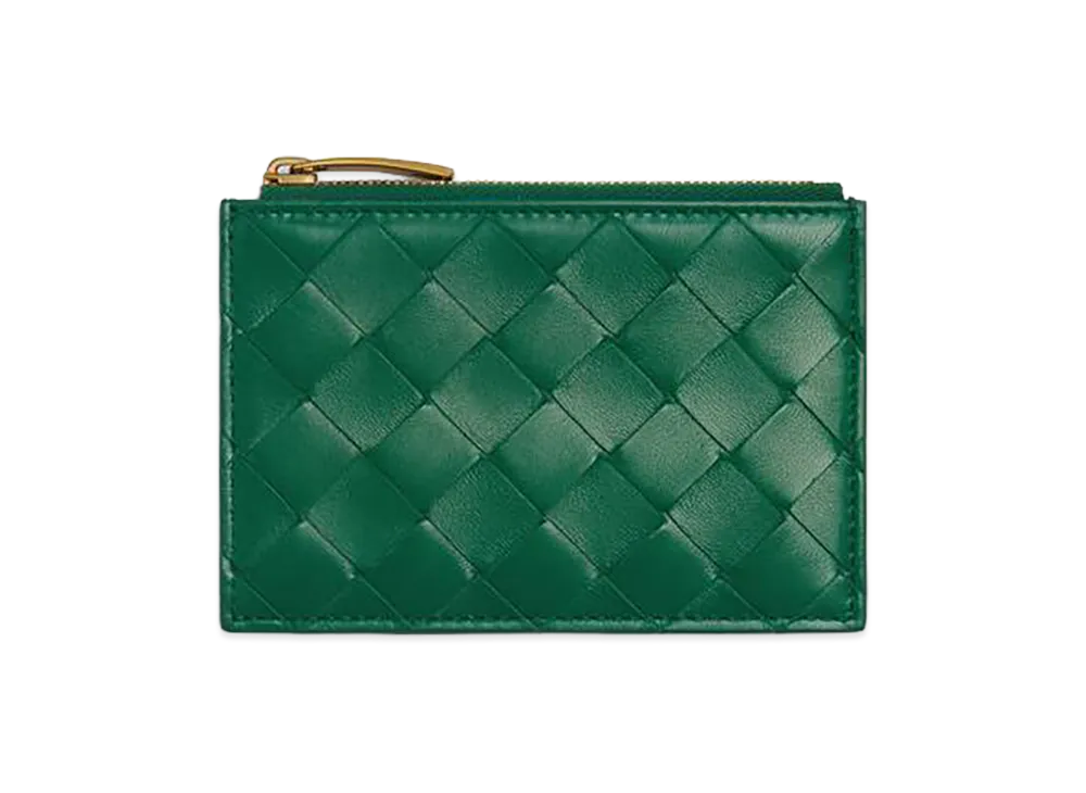 Bottega Veneta Intrecciato Zipped Card Case "Jungle"