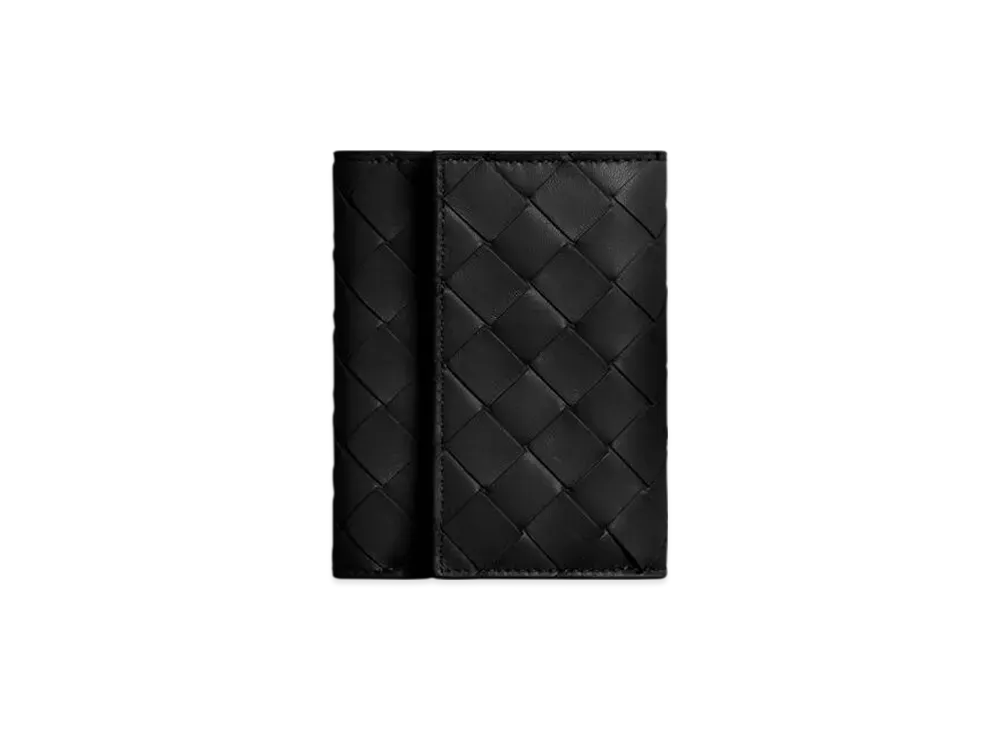 Bottega Veneta Intrecciato 15 Tri-Fold Zip Wallet "Black"