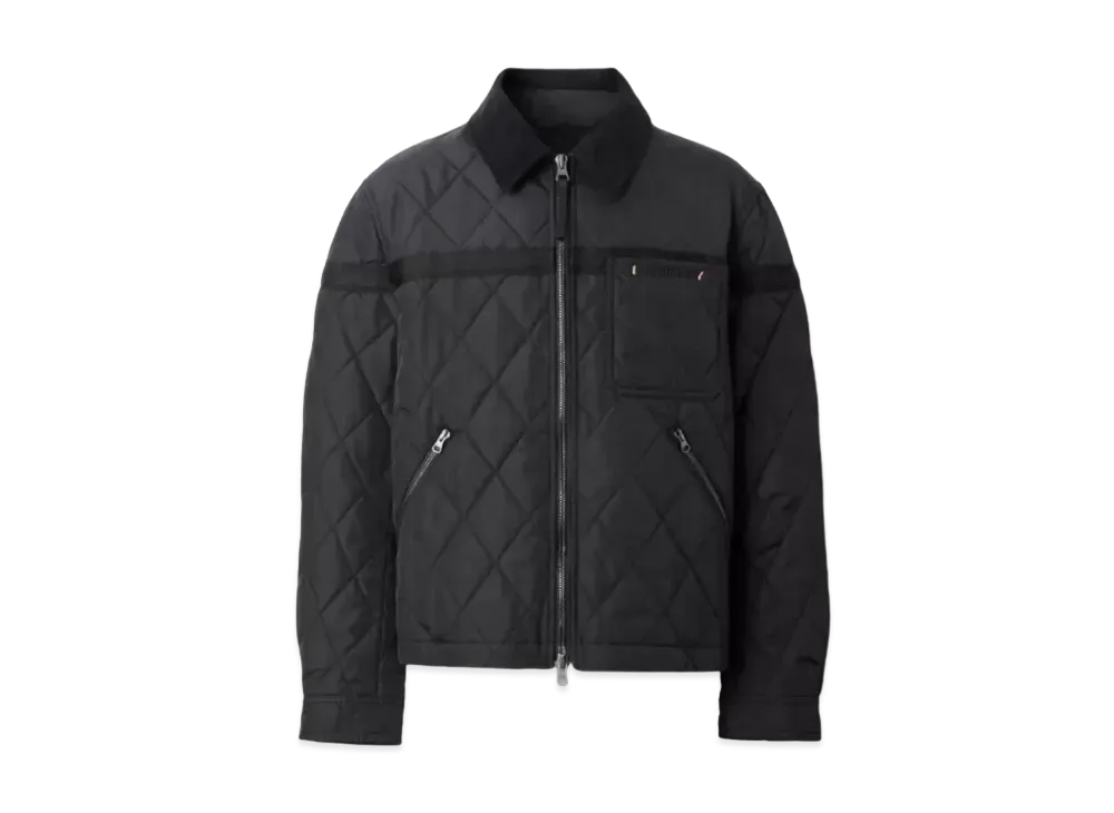 Burberry Men's Corduroy Collar Diamond Quilted Barn Jacket "Black"