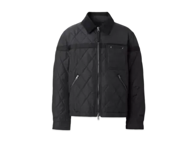 Burberry Men's Corduroy Collar Diamond Quilted Barn Jacket "Black"