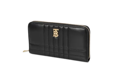 Burberry Women's Quilted Leather Lola Zip Around Wallet "Black/Light Gold"
