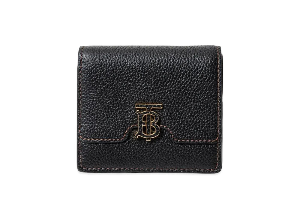 Burberry Women's Grainy Leather TB Folding Wallet "Black"