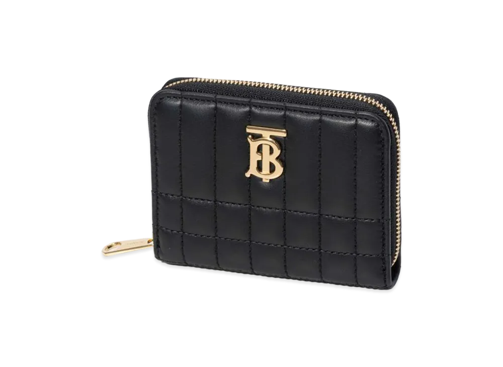 Burberry Women's Quilted Leather Lola Zip Wallet "Black/Light Gold"