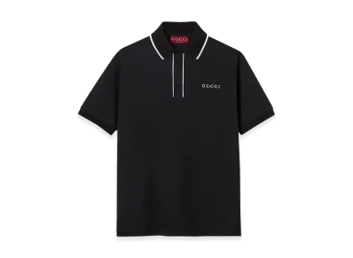 GUCCI Logo Embroidery Polo Shirt "Black"