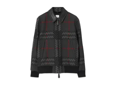 Burberry Men's Check Wool Blend Harrington Jacket "Dark Thunder Grey"