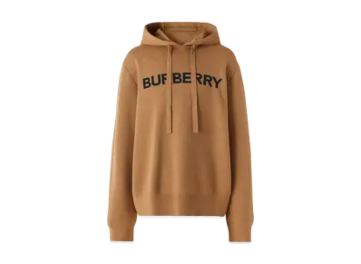 Burberry Men's Logo Intarsia Wool Cotton Oversized Hoodie "Camel"