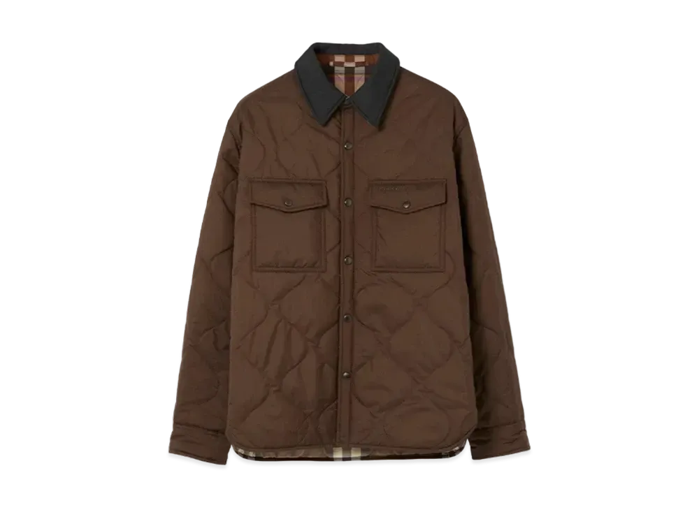 Burberry Men's Reversible Quilted Overshirt "Dark Truffle Brown"