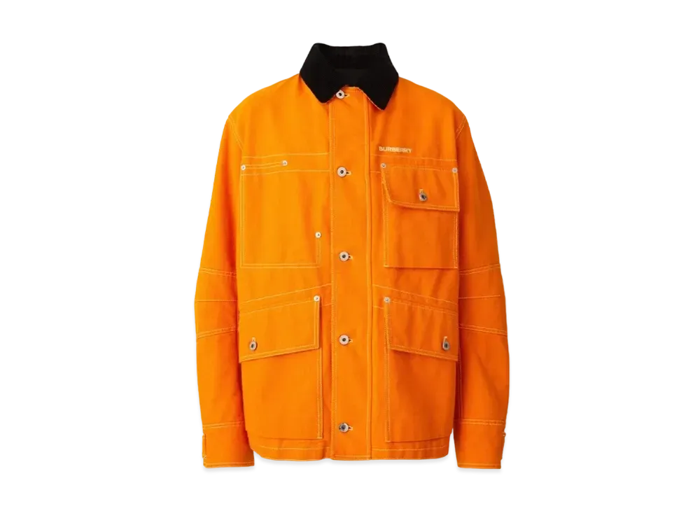 Burberry Men's Corduroy Collar Cotton Canvas Field Jacket "Orange"